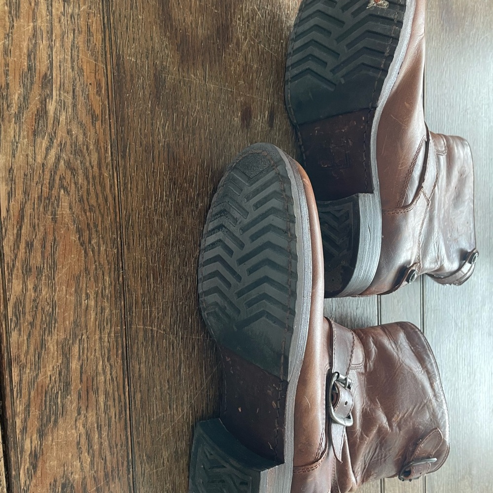 Frye Chestnut Brown Leather Lace-Up Harness Boots - Picture 7 of 14